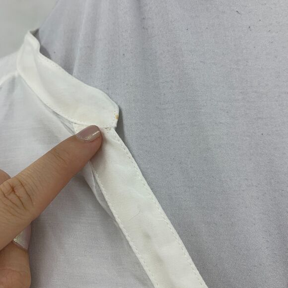 Coldwater Creek Embroidered Tunic Womens M Medium White Button Front Semi Sheer - Picture 4 of 15